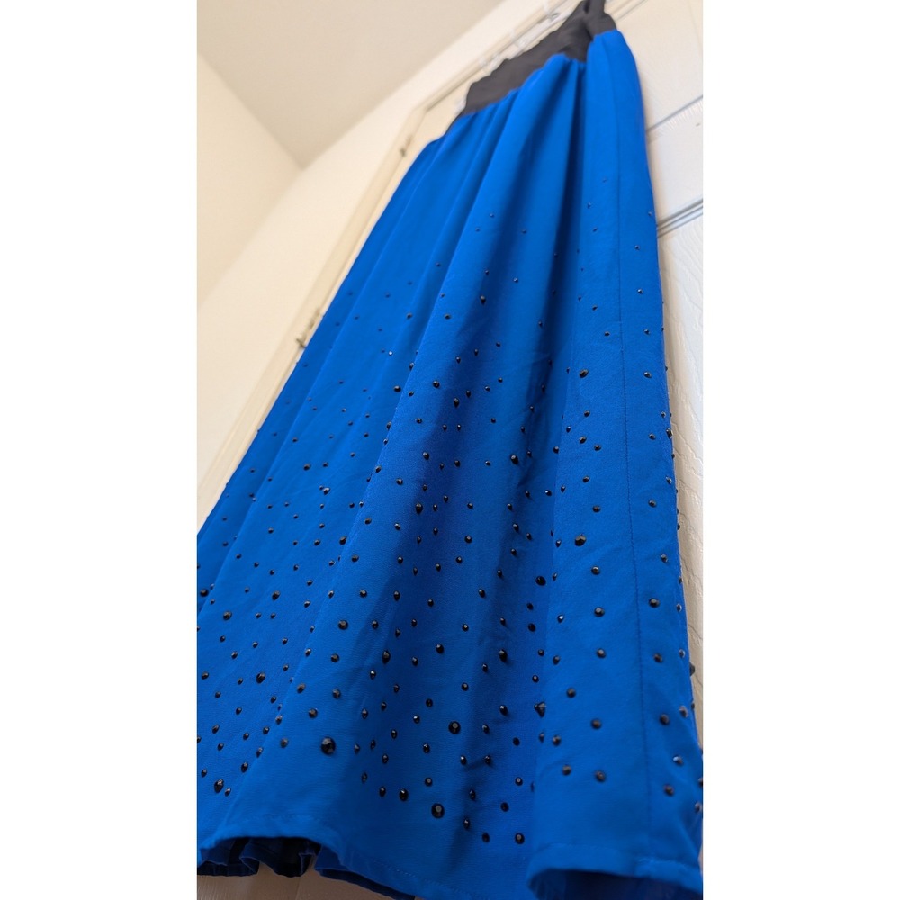 Rhyme Los Angeles Black Blue Colorblock Beaded Maxi Dress Sleeveless Womens L - Picture 3 of 7
